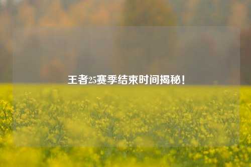王者25赛季结束时间揭秘!