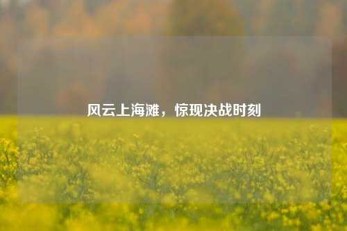 风云上海滩,惊现决战时刻
