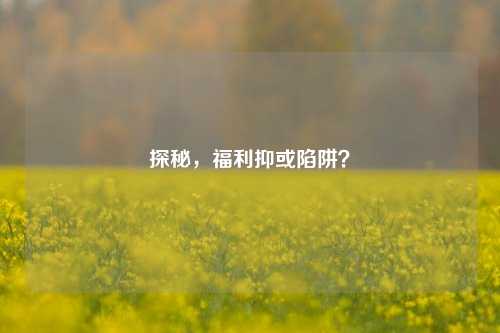 探秘，福利抑或陷阱？