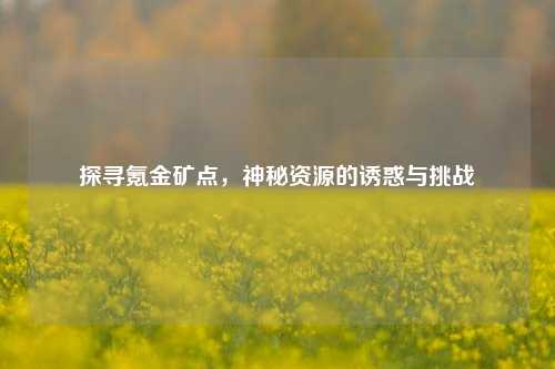 探寻氪金矿点,神秘资源的诱惑与挑战
