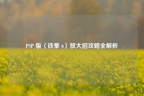 PSP 版〈铁拳 6〉放大招攻略全解析