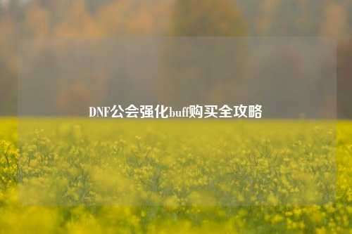 DNF公会强化buff购买全攻略