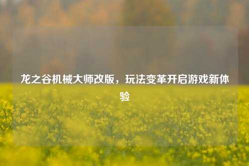 龙之谷机械大师改版,玩法变革开启游戏新体验
