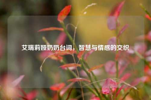 艾瑞莉娅奶奶台词,智慧与情感的交织
