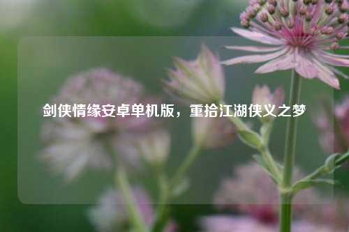 剑侠情缘安卓单机版，重拾江湖侠义之梦