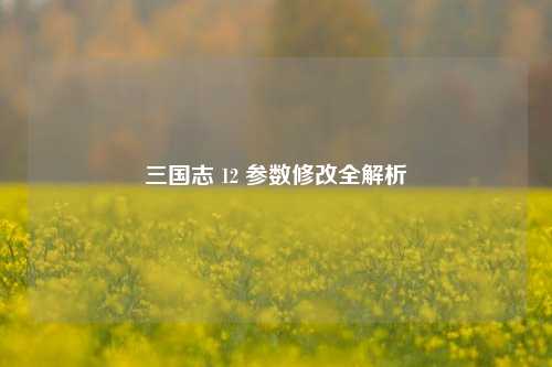 三国志 12 参数修改全解析