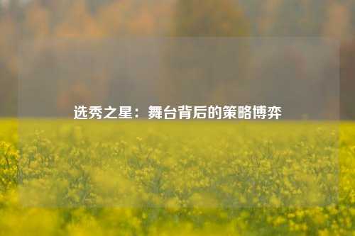 选秀之星：舞台背后的策略博弈