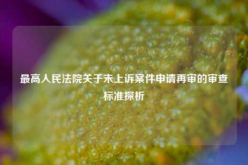 最高人民法院关于未上诉案件申请再审的审查标准探析