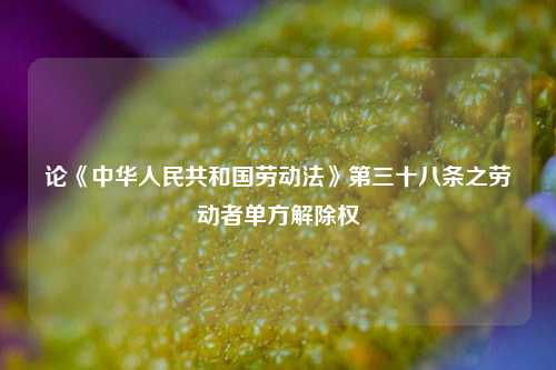 论《中华人民共和国劳动法》第三十八条之劳动者单方解除权