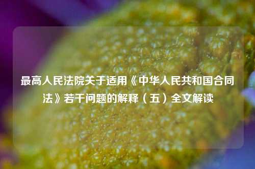 最高人民法院关于适用《中华人民共和国合同法》若干问题的解释（五）全文解读