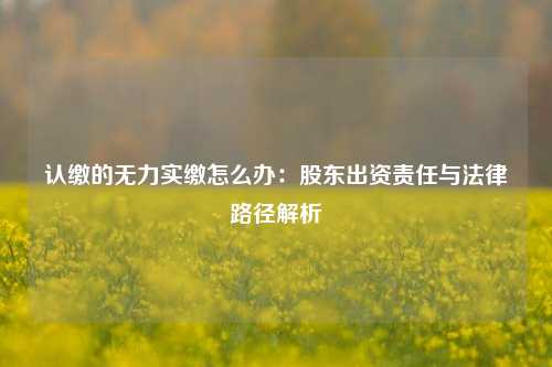 认缴的无力实缴怎么办:股东出资责任与法律路径解析
