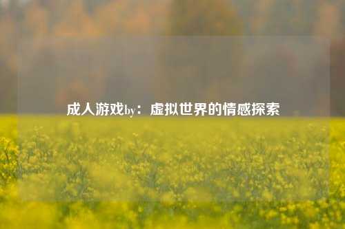 成人游戏by:虚拟世界的情感探索