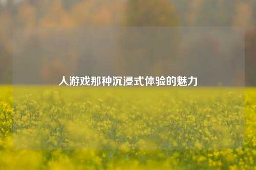 人游戏那种沉浸式体验的魅力
