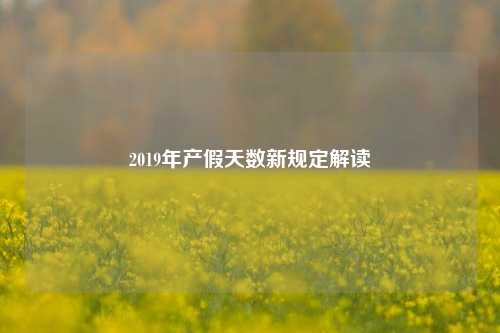 2019年产假天数新规定解读
