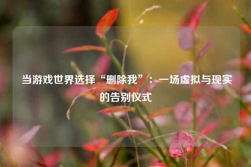 当游戏世界选择“删除我”:一场虚拟与现实的告别仪式