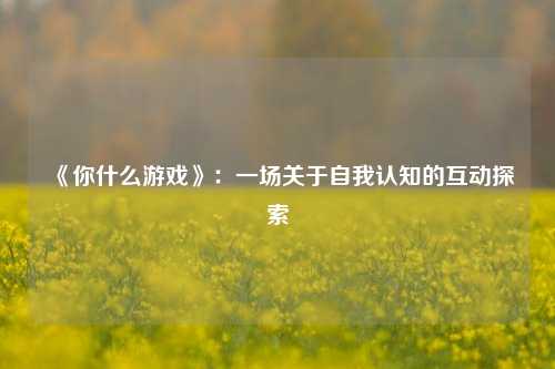 《你什么游戏》:一场关于自我认知的互动探索