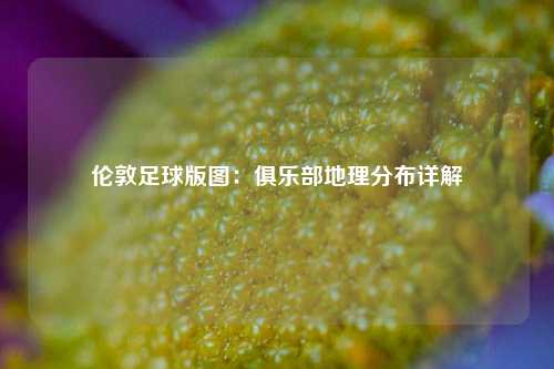伦敦足球版图:俱乐部地理分布详解